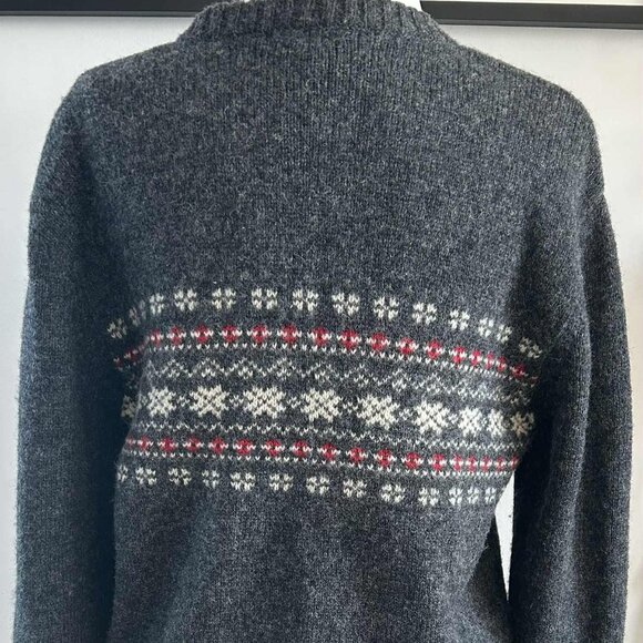 Jacob Charcoal Shetland Wool Vintage Fair Isle Knit Crewneck Sweater – US L - Picture 9 of 12